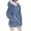 Women's Jackets Women Winter Coat Solid Color Warm Furry Plush Oversize Long Teddy Bear Hooded Drawstring Cardigan