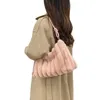 Sacos de noite Elegante Mulheres Y2K Bolsa de Ombro Bolsa Underarm Soft Tote com Detalhamento Fuzzy