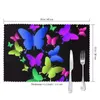 Tovagliette da tavolo Farfalle colorate Isolamento antiscivolo Luogo per cucina Sala da pranzo Tovagliette lavabili Ciotola Tappetino per tazza Set di 6