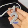 Hänghalsband Anpassade 3D -dubbla skiktade bussar ner helt isade ut Hip Hop Rope Chain Style VVS Moissanite Diamond Number Pendant Necklace