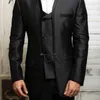 Abiti da uomo 3 pezzi smoking da sposa italiano con gilet doppiopetto nero formale da uomo elegante moda maschile blazer pantaloni 2023