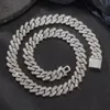 14 mm Miami Cuban Link Chain Naszyjnik Bracelet zestawów do męskiego Bling Hip Hop lodowane Diamentowe Złotne Srebrne Raper Łacze