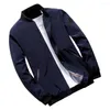 Heren Jackets Men Business Jacket Ribbing Bottom Temperament Bomber Pure Color Elastic Cuff Outerwear