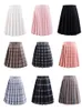 Skirts Kawaii Women's Mini Check High Waist Pleated Ski Black and White Anime Gothic Lolita Fashion Summer School Uniform Clothing 230406