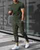 Tute da uomo Pantaloni da uomo in 2 pezzi Tuta Felpa da jogger estiva stampata in 3D T-shirt a maniche corte Pantaloni lunghi Abbigliamento da strada 230406