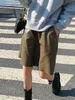 Shorts pour femme Short long en cuir noir coréen pour femme, avec poches, taille haute, jambes larges amples, manches longues, cuir Pu artificiel 230406