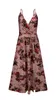 Casual Dresses 2023 Summer Elegant Spaghetti Straps Floral Print Dress Woman Sexig Deep V-ringad ärmlös Hög midja Side Slit Maxi Robe