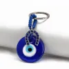 Nyckelringar lanyards l turkiska blått onda ögon nyckelring charms lycka till glas lyckliga amet skydd bil hängande prydnad droppleverans ampcn