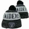 Gorros masculinos de malha com punhos Pom Oakland LAS VEGAS Bobble Chapéus esportivos Chapéu de malha listrado de lã lateral quente gorros de beisebol para mulheres A19