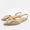 Sandaler sommar svarta lägenheter tofflor kvinnor söta glänsande båge mode strand slingback skor casual plus size Sandal 230406