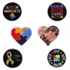 10 Pcs/Lot Fashion Brooches Autism Awareness Puzzle Heart Autistic Pin Enamel Brooch Alloy Metal Badges Medical Lapel Pins Brooches Mental Health Jewelry