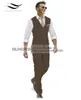 Men's Suits Arrival Design Men V-Neck Slim Fit Set Custom Made Wear 3 Pcs Vest Pants Prom Masculinity Tuxedo