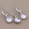 Necklace Earrings Set Fashion Rose Gold Color Drop And Pendant Sets Bridal Unusual Elegant Women's Gift