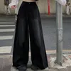 Kvinnors jeans kvinnor hög midja 2023 full längd bred ben lösa denim byxor vintage burr streetwear svarta byxor dropptopp