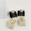 Stud Earrings GSOLD Fashion Design Cloth Lace Metallic Statement Winter For Women White Black Fabric Sequin Ear Studs Trend Jewelry