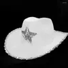 Berets Vintage Country Western Pink Cowgirl Hat Giltter Star Patetrn For Party Po Props Headwaer Gifts