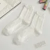 Женские носки, 5 пар, милый стиль в стиле Лолиты для девочек, весенне-осенние белые милые кружевные короткие носки с оборками и рюшами