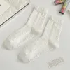 Chaussettes Lolita Style doux pour femmes et filles, 5 paires, princesse, printemps automne, blanches, jolies chaussettes courtes en dentelle, à volants