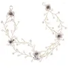 Hårklipp Barrettes Kvinnor Flower Band White Pearl Headbonad Bridal Tiara grossisttillbehör Bröllopsmycken Earl22