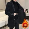 2023 outono inverno longo jaquetas de lã homens engrossados quente casual negócios trench coat social streetwear roupas masculinas