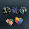 10 PCS/Lot Fashion Brouches Autism Awarnessy Puzzle Heart Autistic Pin Monicel Brooch Brooch Speloy Badges Medical طية طية دبابيس طية مجوهرات الصحة العقلية