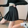Spódnice mody kobiety spódnica w stylu preppy spódnice z wysokim talią czarny biały krótki mini mundury studenckie dziewczęta spódnica harajuku a-line tub 230418