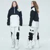 Inne artykuły sportowe 2023 Nowy modny garnitur snowboardu mężczyźni kobiety narciarstwo z kapturem Zestaw Winter Windproof Waterproof Spods Strint Kuit Snow kombinezon śniegu HKD231106