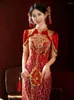 Etnische Kleding Zomer Traditionele Chinese Trouwjurken Vrouwen Oosterse Staande Kraag Kralen Qipao Strass Tang Pak China Online