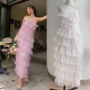 Prenses Pembe Halter Prom Elbise Basit kolsuz resmi gece partisi önlük kokteyl elbiseleri vestidos de novia