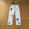 Designer maschi jeans preparano vecchi jeans cuori lavati stampe per lettere dritte per le donne jeans di cuore lungo stile casual