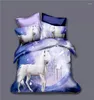Sängkläderuppsättningar. Wensd Unicorna med blommor Set Winter Däcke Cover Reactive Printing Bedroom Comporter för Double 200x230