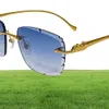 xury Brand Designer Popular Men Sunglasses Vintage Retro Diamond Cut Lens Square Rimless Sun Glasses Gold Mirror Frame Fashion Z1955139