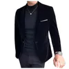 Abiti da uomo su misura Royal Blue Nero Giacca da uomo Costume Homme Cena Party Indossare Cappotto Abito da sposa Giacca Solo 1 uomo Velluto personalizzato