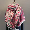 Halsdukar blommor halsduk kvinnor flicka vinter varmt mode sjal stal faux kashmir kerchief bandana 185 65 cm