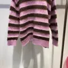 Swetery damskie słodka moda jesienna zima różowy w paski hit kolorowy dzianin sweter swobodny kobiety o szyja gęsta ciepła mohair miękki luźno