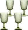 Vintage Green Wine Glass Embossed Floral Pattern Non Slip Green Glass Safe And Non Toxic Materials Variety Of Occasions