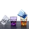 Wine Glasses 4 Pcs Acrylic Octagonal Cup Coffee Mug Glass Transparent Cups Whisky Child