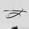 Pendant Lamps Black Circle Rings Modern Lights For Dining Living Room Restaurant Decor Lighting Home Hanging Lamp With Remote ControlPendant
