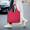 Shopping Bags Posie Pattern Geranium Groceries Tote Bag Women Orla Kiely Canvas Shoulder Shopper Large Capacity Handbags