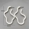 Hoop Earrings Resin For Women White Wave Curve Dangle Drop 36x58mm Titanium Post Factory Wholesale EH13