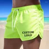 Men's Shorts Custom Your Logo Summer Beach Swim For Men Casual Fitness Sport Drawstring Short Low Waist Solid Pant Male Beachwear