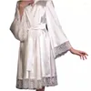 Женская одежда для сна, атласная женская короткая кимоно -хала