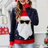 Женские свитера, женские зимние забавные милые рождественские вязаные свитера с Санта-Клаусом, модный повседневный свободный пуловер с круглым вырезом и длинными рукавами в стиле пэчворк