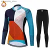 Ensembles de maillots de cyclisme Femmes hiver thermique Fece hiver vêtements de cyclisme longue Seve Jersey costume Triathlon extérieur équitation vélo vtt vêtements Jersey Q231107