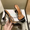Com caixa sandálias fashion femininas Amina Muaddi veludo cristal enfeitado sandália de tira chinelos luxuosos sapatos femininos tamanho 34-40