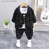 Clothing Sets Autumn Children Cotton formal Clothes Baby Boys Shirts wedding coat Pants 3Pcs/sets Out Kids Toddler Clothing party cloth R231106