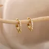 Ohrstecker aus Edelstahl, goldfarben, kleiner Kreis, Zirkon, kubanischer Reifen, für Frauen, Männer, Paar, Ehering, Schmuck, Geschenk