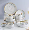 Keramische marmeren grijs servies set borden en kommen ingesteld diner dessert voorgerecht bordgerechten ingesteld voor thuisrestaurant hotel cadeau