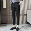 Ternos masculinos 2023 HOMBRE Spring Solid Solid Length Business Formal Wear Men Clonts Men Walnts Slim Fit Casual Office TRUSHERS 28-36