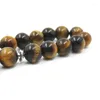 Strand Tasbih Men Natural Tiger Eye Stone con accessori per coltelli in metallo Rosario musulmano Perline di preghiera islamica Eid Ramadan Regali di moda